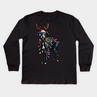 Italian Greyhound Dog Tree Christmas Lights Xmas Kids Long Sleeve T-Shirt